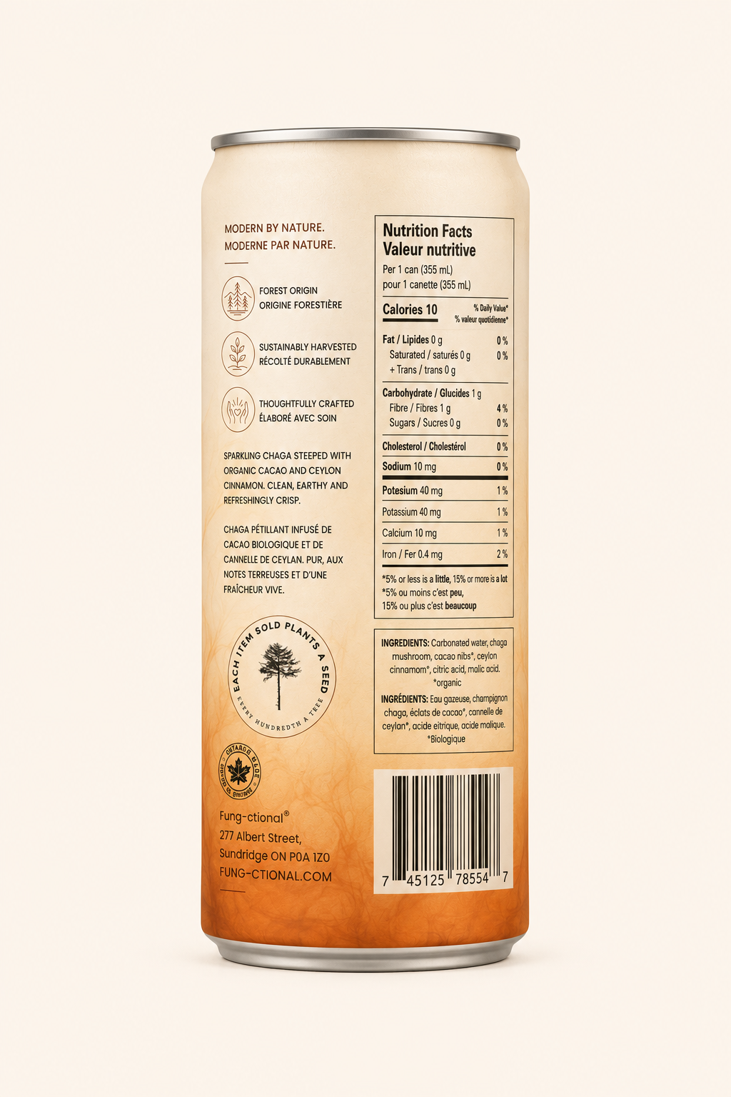 SPARKLING CHAGA INFUSION WITH CACAO & CEYLON CINNAMON